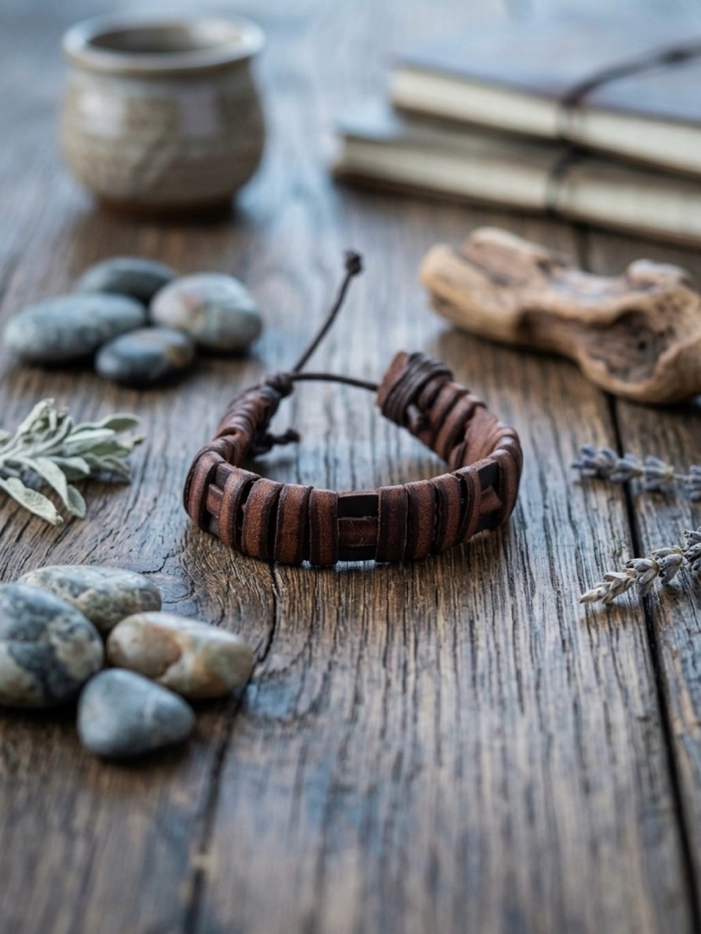 Hand Crafted Brown Leather Wrapped Bracelet